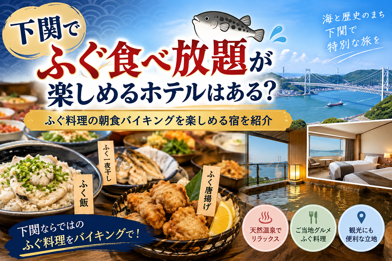 下関でふぐ食べ放題が楽しめるホテルはある?ふぐ料理の朝食バイキングを楽しめる宿を紹介