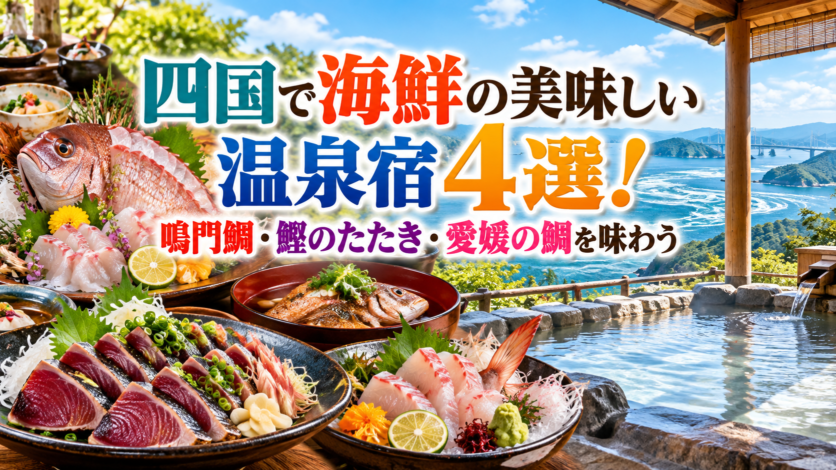 四国で海鮮の美味しい温泉宿4選!鳴門鯛・鰹のたたき・愛媛の鯛を味わう
