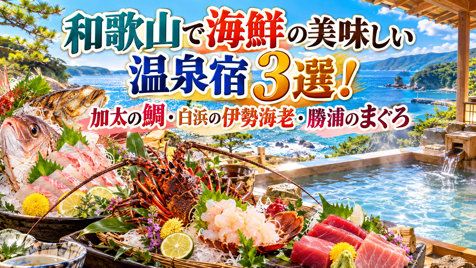和歌山で海鮮の美味しい温泉宿3選!加太の鯛・白浜の伊勢海老・勝浦のまぐろ