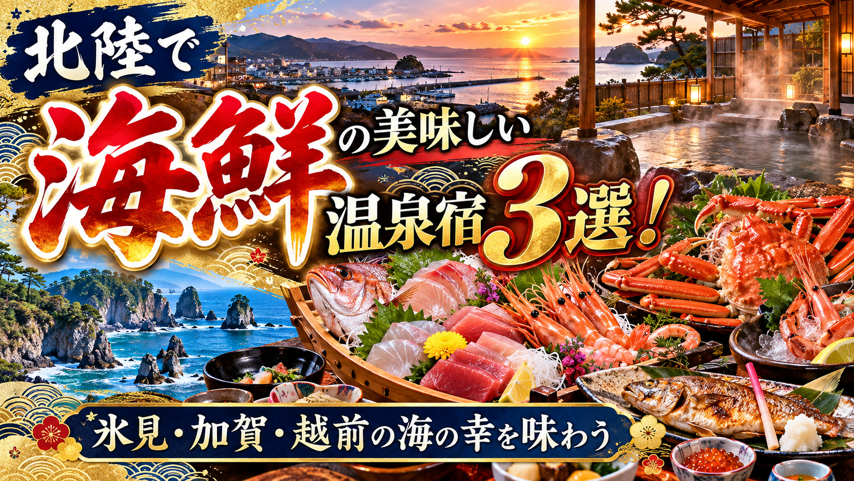 北陸で海鮮の美味しい温泉宿3選!氷見・加賀・越前の海の幸を味わう