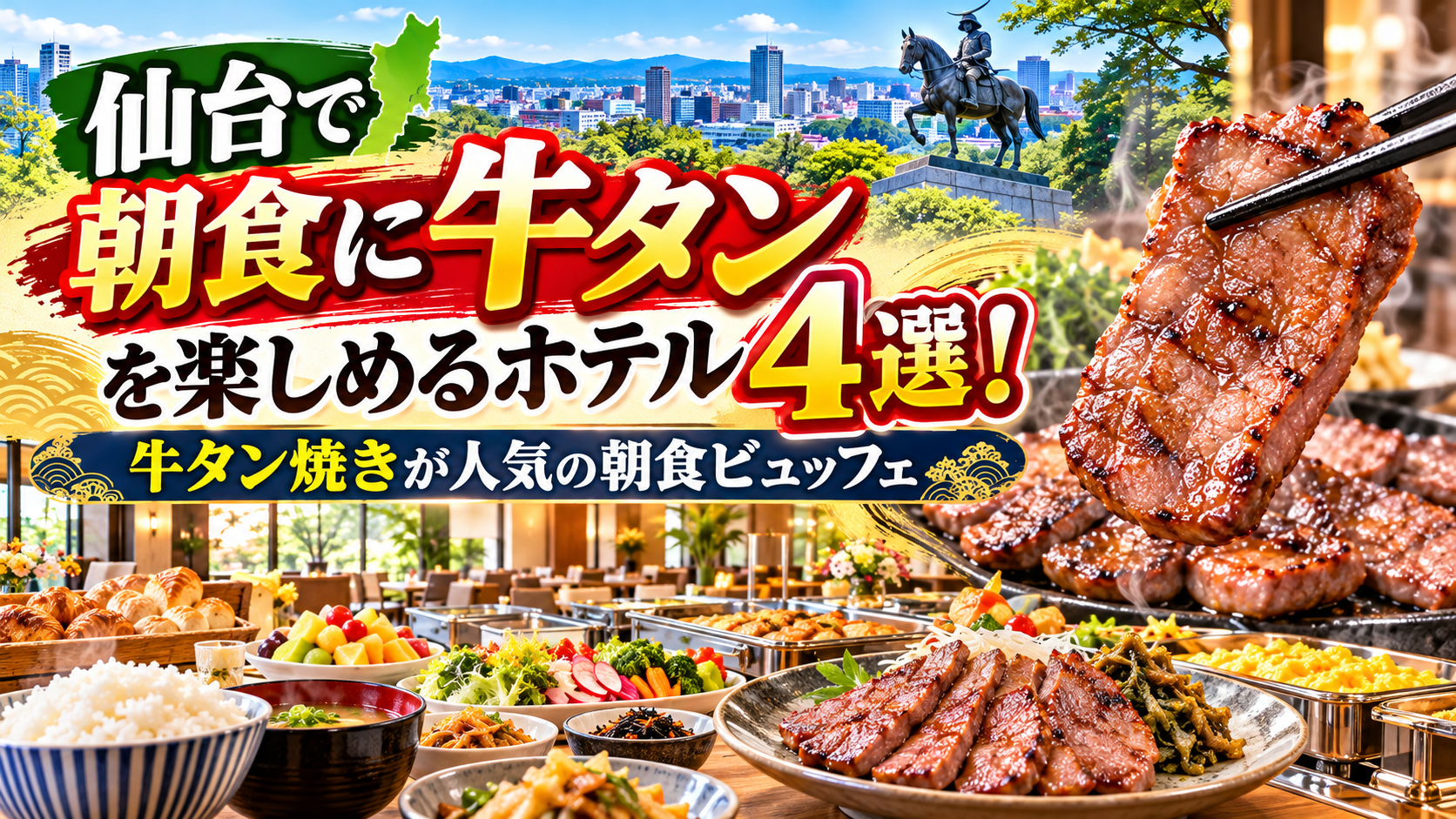 仙台で朝食に牛タンを楽しめるホテル4選！牛タン焼きが人気の朝食ビュッフェ