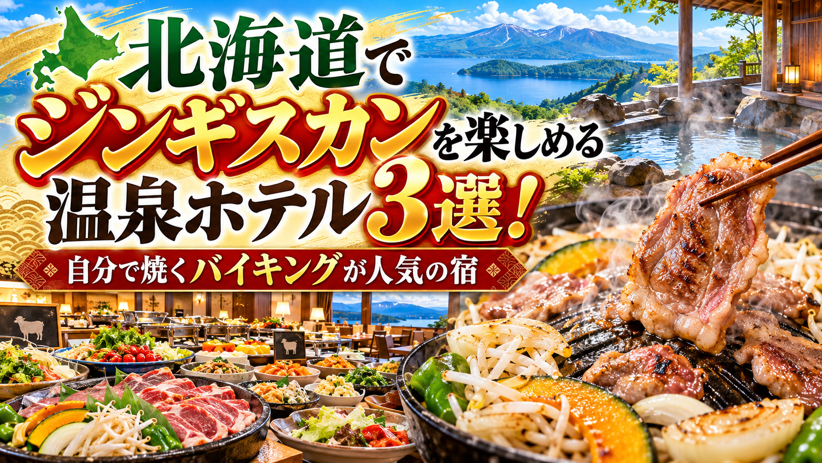 北海道でジンギスカンを楽しめる温泉ホテル3選!自分で焼くバイキングが人気の宿