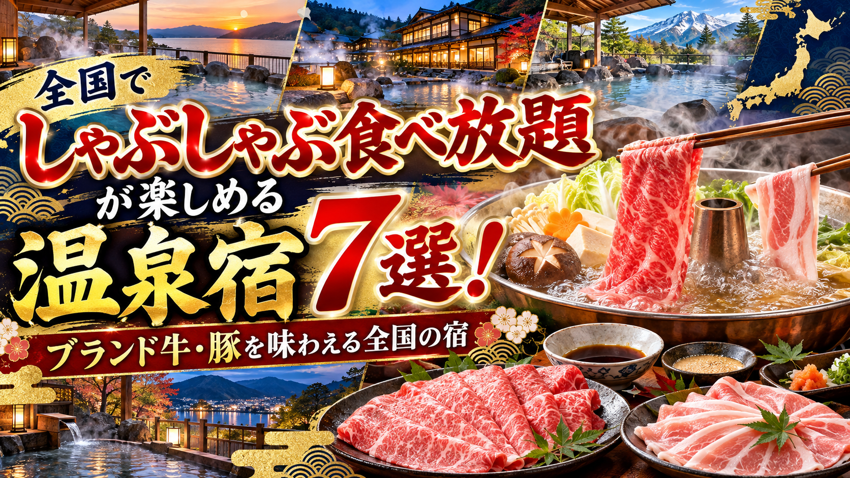 しゃぶしゃぶ食べ放題が楽しめる温泉宿7選!ブランド牛・豚を味わえる全国の宿